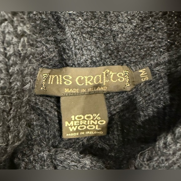 Inis Crafts Ireland 100% Merino Wool Cable Knit Poncho Cape Gray Women’s S/M - Picture 2 of 7